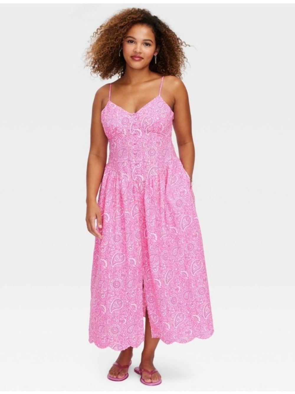 NWT Roller Rabbit x Target Pink Paisley Spaghetti-Strap Midi Dress (Size Medium)
